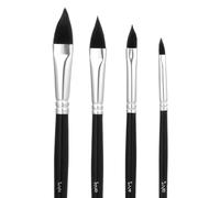 Lot de 4 pinceaux ovales pour aquarelle langue de chat, pinceaux aquarelle pour peinture acrylique, pétales floraux, pinceaux professionnels pour artistes et débutants