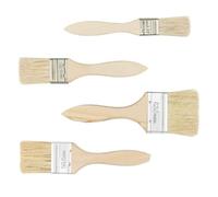 Lot de 4 pinceaux plats - Pinceaux de peintre - Pinceaux à lasure - Pinceaux à peinture avec manche en bois - Pinceau brillant - Pinceau plat pour vernis, lasures, huiles, peintures murales, pinceaux