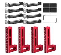 Lot de 4 pinces à angle droit de 90 degrés - Tendeur d'angle de charpentier en alliage d'aluminium - Pour le travail du bois, le bricolage