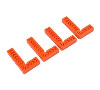 Lot de 4 pinces à angle droit en plastique de 7,6 cm | Maintien sûr à 90 degrés, empêche le glissement, idéal pour les plinthes et les étagères, lot de 4, plastique orange