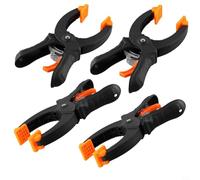 Lot de 4 pinces à cliquet rapides de 15,2 cm avec ressort de retenue fixe, poignée en nylon, pinces de travail du bois pour planche à bois, ensemble de couleurs noir et orange (15,2 cm)