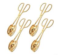 Lot de 4 pinces antidérapantes en acier inoxydable de 25,5 cm (doré) | Lot de 4, 25,5 cm de long, poignée ergonomique antidérapante, acier 304 robuste, essentiel pour buffet de fête