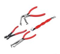 Lot de 4 pinces coupantes à mâchoires incurvées pour conduite de carburant et câblage - Ensemble d'outils de déconnexion à poignée rouge avec barre de levier pour travaux électriques et tuyaux