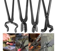 Lot de 4 pinces forgeron Forge - Outil de forgeron - Kit d'outils de forgeron - Pince à enclume - Pince V-Bit - Pince à mâchoire plate