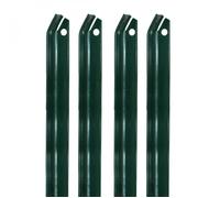 Lot de 4 piquets jambe de force pour grillage, clôture de jardin, Acier plastifié - 2 m - Vert - Linxor