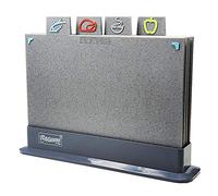 Lot de 4 planches à découper antidérapantes en marbre gris avec support - Passe au lave-vaisselle - Pour fruits, viandes chaudes, poissons