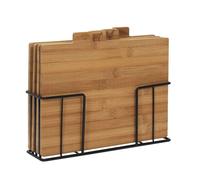 Lot de 4 Planches à Découper avec Socle Métal Noir - DESCO
