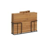Lot de 4 Planches à Découper avec Socle Métal Noir - DESCO
