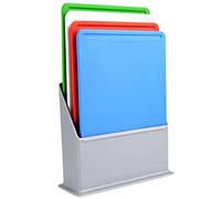 Lot de 4 planches à découper en plastique avec support Multicolore