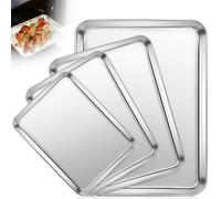 Lot de 4 plaques de cuisson rectangulaires en acier inoxydable, non toxiques et compatibles avec le lave-vaisselle