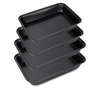 Lot de 4 plaques de four antiadhésives avec petite fleur en acier au carbone (sans PFOA) pour grille de four - Passe au lave-vaisselle
