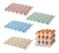 Lot de 4 Plateaux à Œufs Empilables - Boîte Rangement Réfrigérateur Antidérapante, Capacité 24 Œufs, Plastique Alimentaire