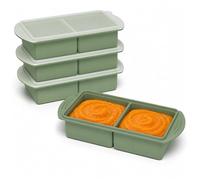 Lot de 4 plateaux de congélation en silicone extra larges avec couvercle pour 2 tasses, pour stocker et congeler la soupe, le bouillon, la sauce