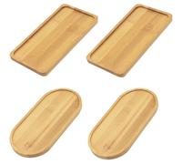 Lot de 4 plateaux de service en bambou naturel