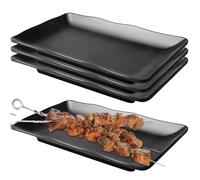 Lot de 4 plateaux de service rectangulaires - 20,6 x 13 cm - Noir mat - Assiettes à dessert - Assiettes à dessert - Assiettes à dessert - Assiettes à dessert, collation, fruits, sushi