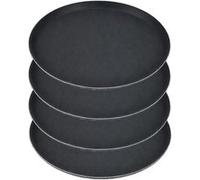Lot de 4 plateaux de service rond avec surface antidérapante diamètre 45 cm professionel pour bar et restauration couleur noir Noir