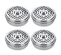 Lot de 4 plateaux hexagonaux avec couvercle amovible, construction ignifuge et coupe-vent en acier inoxydable pour utilisation en extérieur contre les insectes