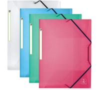 Lot De 4 Pochettes Plastiques A4 2nd Life, 3 Rabats Avec Élastique, Couleurs Assorties Translucides
