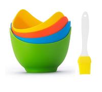 Lot de 4 pocheuses à œufs en silicone avec brosse à huile en bonus, tasses à pocher antiadhésives pour friteuse à air, four de cuisson ou cuisinière, sans BPA.