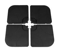 Lot de 4 contrepoids pour pied de parasol, pour jardin, terrasse et parasol d'extérieur, à remplir de sable ou d'eau, 100 cm x 100 cm x 7,5 cm, noir, en plastique carré résistant