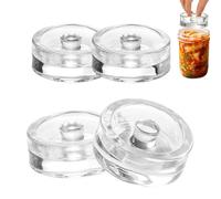 Lot de 4 poids de fermentation en verre avec poignée pratique, transparent | Poids de fermentation pour bocaux Mason Pour les amateurs de nourriture de bricolage, Cornichon Choucroute Fruits et légumes