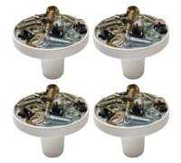 Lot de 4 poignées d'armoire faites à la main avec vis, boutons de meuble pour cuisine, armoire, tiroir, meubles, blanc