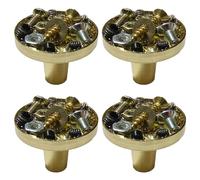 Lot de 4 poignées d'armoire faites à la main avec vis, boutons de meuble pour cuisine, armoire, tiroir, meubles, doré