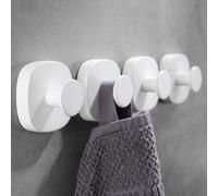 Lot de 4 porte-serviettes en acier inoxydable sans perçage pour la salle de bains et la cuisine, crochets à vêtements avec ventouses, aucun perçage nécessaire, réglables et réutilisables, ne laisse au