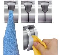 Lot de 4 porte-serviettes pour la salle de bains et la cuisine, porte-torchons sans perçage, crochets muraux autocollants, acier inoxydable brossé