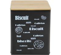 Lot de 4 pot hermétique de cuisine pour biscuits, bocal, boîte de rangement, récipient de stockage pour aliments en métal coloris noir- Longueur 13.8 x Profondeur 13.8 x Hauteur 16.5 cm -JUANIO - noir
