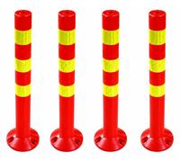 lot de 4 poteaux de barrage [hauteur-72,5cm] - Poteaux de barrage réfléchissants | Barrière avec pied [fixation avec vis] | Poteau de barrage | Poteau de parc couleur rouge | Poteau de balisage | Born