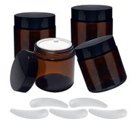 Lot de 4 pots à pommade en verre ambré - 100 ml - Pour crème - Petite boîte avec couvercle - Récipient à échantillons de voyage - Boîte vide en verre ambré pour cosmétiques, lotions, crèmes