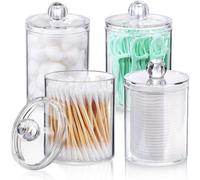 Lot De 4 Pots D'apothicaire Transparents - Contenants De Rangement De 283 Ml Pour Cotons-Tiges, Produits De Beauté Et Fournitures De Bureau