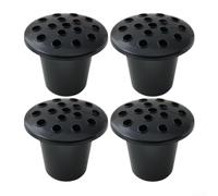 Lot de 4 pots de fleurs à couvercle noir conçus pour une présentation de bouquet avec 13 cm de diamètre supérieur, 7 cm de diamètre inférieur et 11 cm de hauteur en plastique