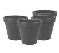 Lot de 4 pots de fleurs en plastique - Anthracite Ø48 cm - Double paroi - Hauteur 43 cm