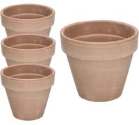Lot de 4 pots de fleurs en terre cuite Moka - 13 cm avec bord - Pour l'intérieur et le jardin - KOTARBAU®