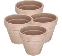 Lot de 4 pots de fleurs en terre cuite Moka - 15 cm avec bord - Pour l'intérieur et le jardin - KOTARBAU®