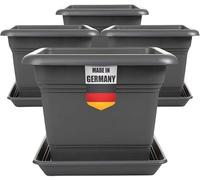 Lot de 4 pots de fleurs grand extérieur - 48 x 48 cm - 84 l - Anthracite - XXL - Pot de fleurs robuste - Design moderne - Pour jardin et terrasse