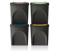 Prosperplast Poubelles KEDEN SORTIBOX 100% plastique recyclé Noir 100 L Lot de 4