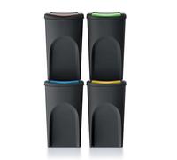 Lot de 4 poubelles KEDEN SORTIBOX 100% plastique recyclé, noir, 140L