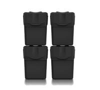 Lot de 4 poubelles KEDEN SORTIBOX 100% plastique recyclé, noir, 80L