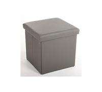 Lot de 4 poufs carres Lilo en Polyurethane coloris gris, Dim : H37.5 x P38 x L38 cm --
