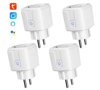 Lot de 4 prises connectées WiFi avec contrôle via application, 16 A 3520 W, fonction minuterie pour la domotique.