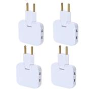Lot de 4 prises plates avec 3 adaptateurs de prise, 2500 W, tête pivotante à 180°, adaptateur UE vers US, pour bureau, voyage