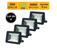 Lot de 4 projecteurs LED 30W/IP65/IK10/2700lm/4000K connexion directe - sans câble - garantie 5 ans