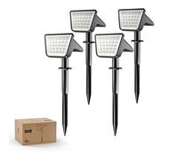 Lot de 4 Projecteurs Spots Lampes Solaires d'Extérieur Étanches, 28 LED 7500K, Éclairage Paysager pour Jardin, Allée et Pelouse