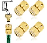 Lot De 4 Raccord Tuyau D'arrosage Rapide 1/2 Pouce Métal Adaptateur Raccord Tuyau Arrosage Connecteur Robinet Jardin Irrigation Compatible Tuyaux 12mm 16mm Installation Facile,Embout Tuyau Arrosage