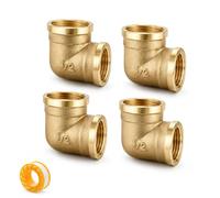 Lot de 4 raccords coudés en laiton 90° G1/2 IG, raccord coudé DN15 | Avec bande d'étanchéité, convient à l'eau potable, filetage standard Ø 20 mm, montage facile, eau chaude, sanitaire