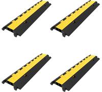 Lot de 4 rampes de protection pour câbles en caoutchouc, 2 voies, très résistantes, capacité de charge de 30 tonnes, rampe de protection pour câbles et fils électriques, rampe de protection pour tuyau