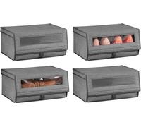 Lot de 4 rangements à chaussures en tissu mDesign, boîtes à chaussures empilables, gris foncé